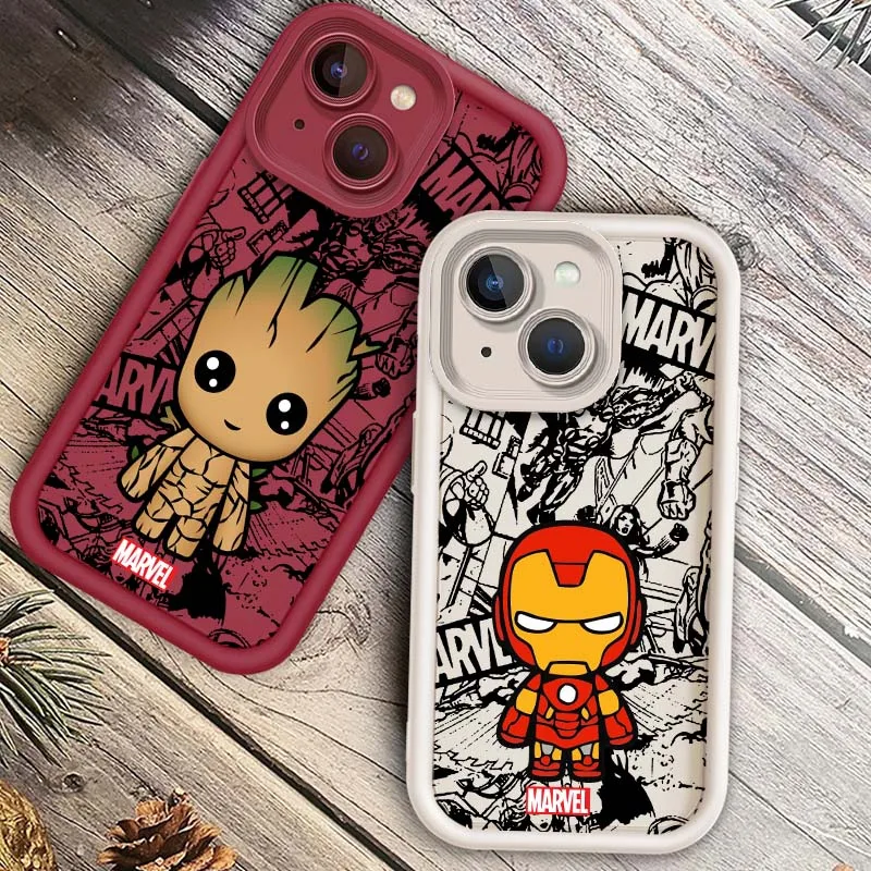 

Deadpool Iron Man Groot Cool Phone Case For Apple iPhone 16 15 14 13 12 11 Pro Max Plus Eye Ladder Soft TPU Silicone Cover