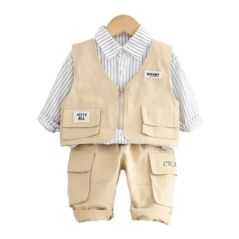 

New Spring Autumn Baby Clothes Children Vest Shirt Pants 3Pcs/Sets Toddler Boys Clothing Infant Casual Costume Kids Tracksuits