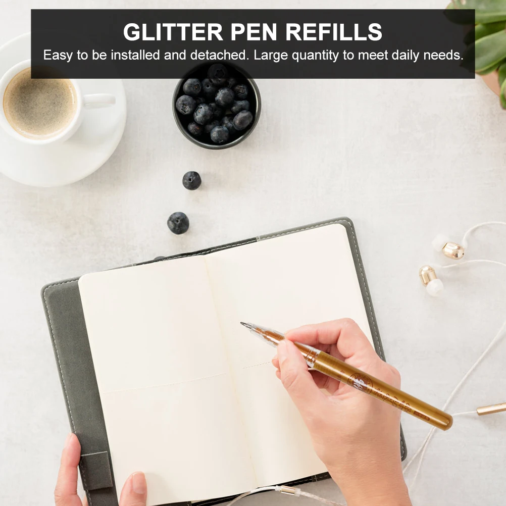 

Golden Pen Refills Copying Plastic Glitter Pens Stationery Gel Refill Writing Instruments Lightweight Portable Long Term