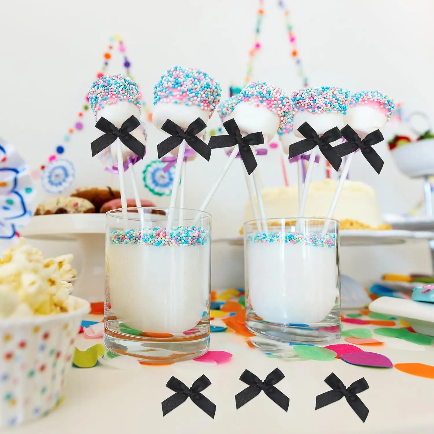 أقواس شريطية صغيرة للحرف اليدوية، قوس شريط صغير من الساتان، ملحقات خياطة ملونة لتغليف هدايا مخبز الزهور