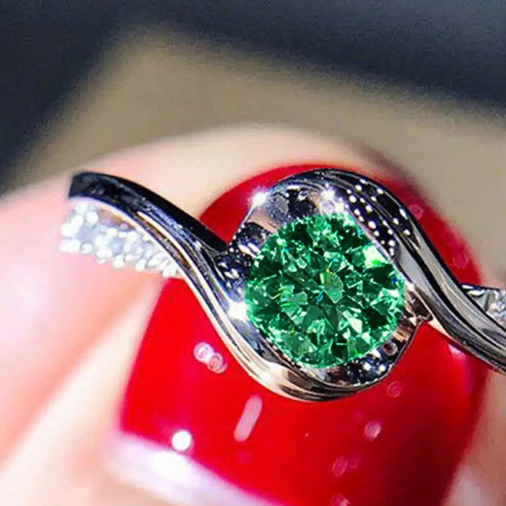 Long-lasting Promise Ring Glossy Stackable Geometric Rings Artificial Gemstone Promise Jewelry Twist Design Women’s Fashion