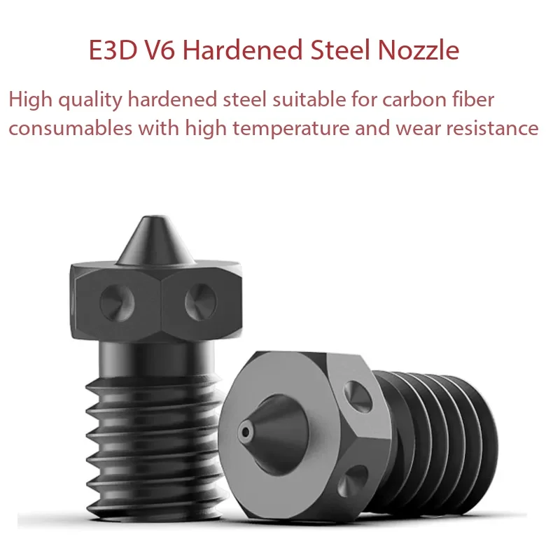 E3D V6 Black Hardened Mold Steel Nozzle High Temperature Wearproof Exclusively For Carbon Fiber 3D Printer Replacement Print Hea