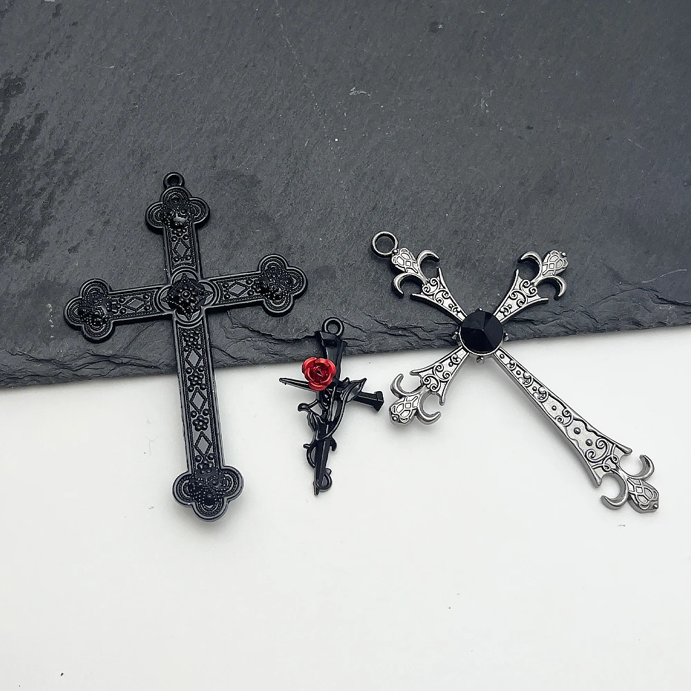 2 piece of long cross pendant a unisex punk choker and sweater chain accessory pendant