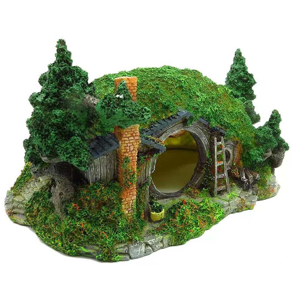 Imagem -02 - Rockery Paisagismo Ornamento para Decoração de Aquário Hobbit House Caverna Fish Tank Réptil Buraco Abrigo Ornamento