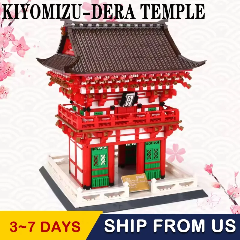 

Creative Famous Street View Shrine Sakura Building Blocks Kiyomizu Temple Classic Moc House Tree Construction Toy 2409Pccs