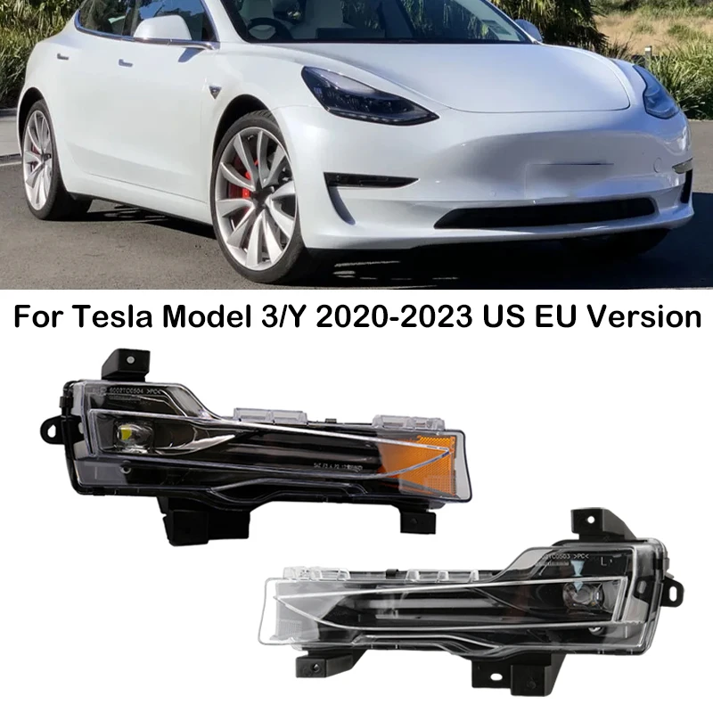 Dla Tesla Model 3/Y 2020-2023 US EU Wersja LED Samochodowe przednie światła przeciwmgielne DRL Światła do jazdy dziennej 1077389 -00-F 1077390 -00-F