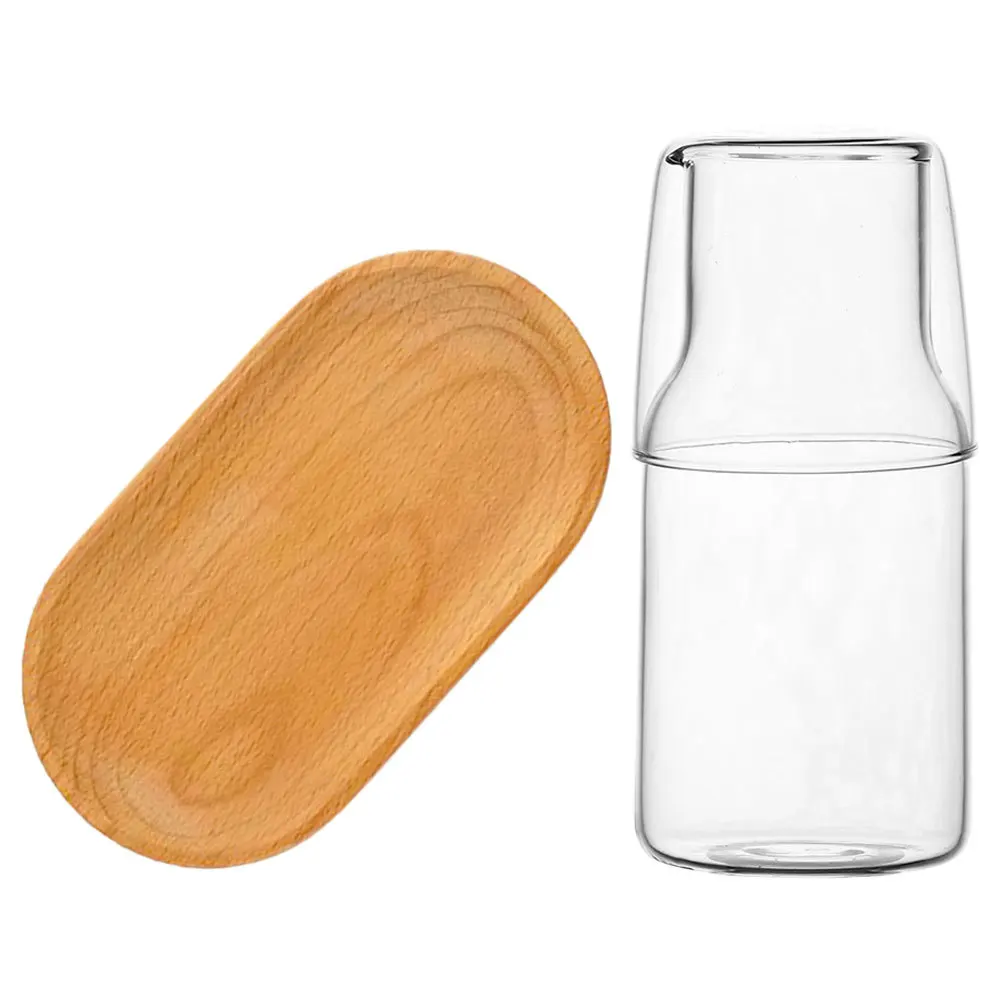 

1Set Transparent Water Carafe Glass Pitcher with Tray Wear-Resistant Long-Lasting Heat Cold Resistance for Bedside Nightstand