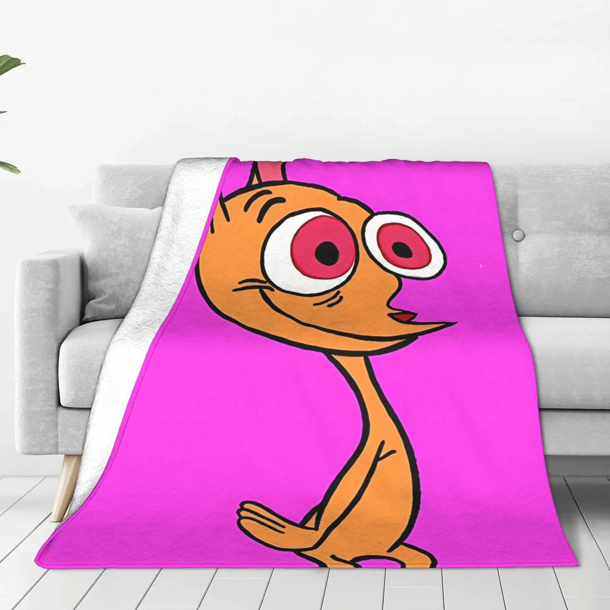 1PC Ren Ren & Stimpy Home Room Decorations Winter Blankets For Adults Bedding Home Interior Sofa Knee