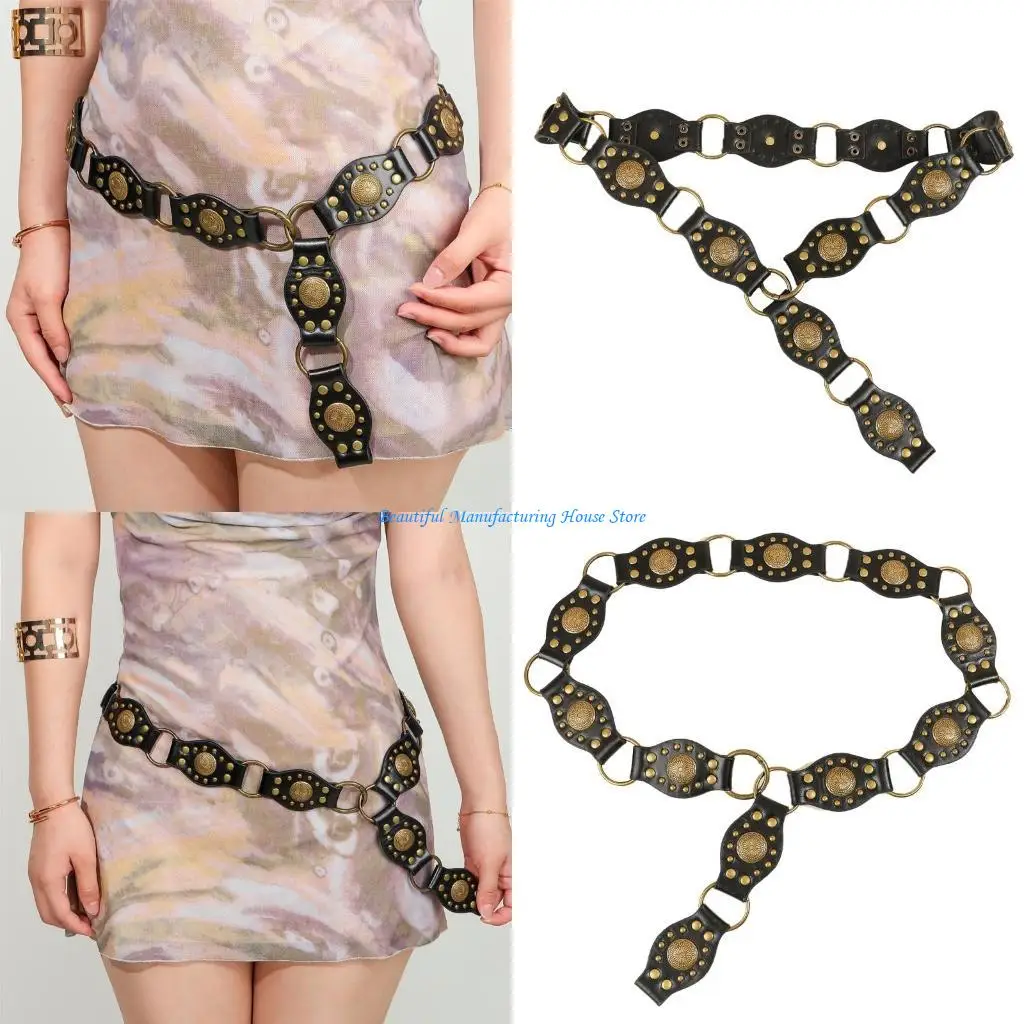 e56a-ethnic-rivet-studded-belt-oval-disc-belt-all-matching-waistband-women-waistbelt