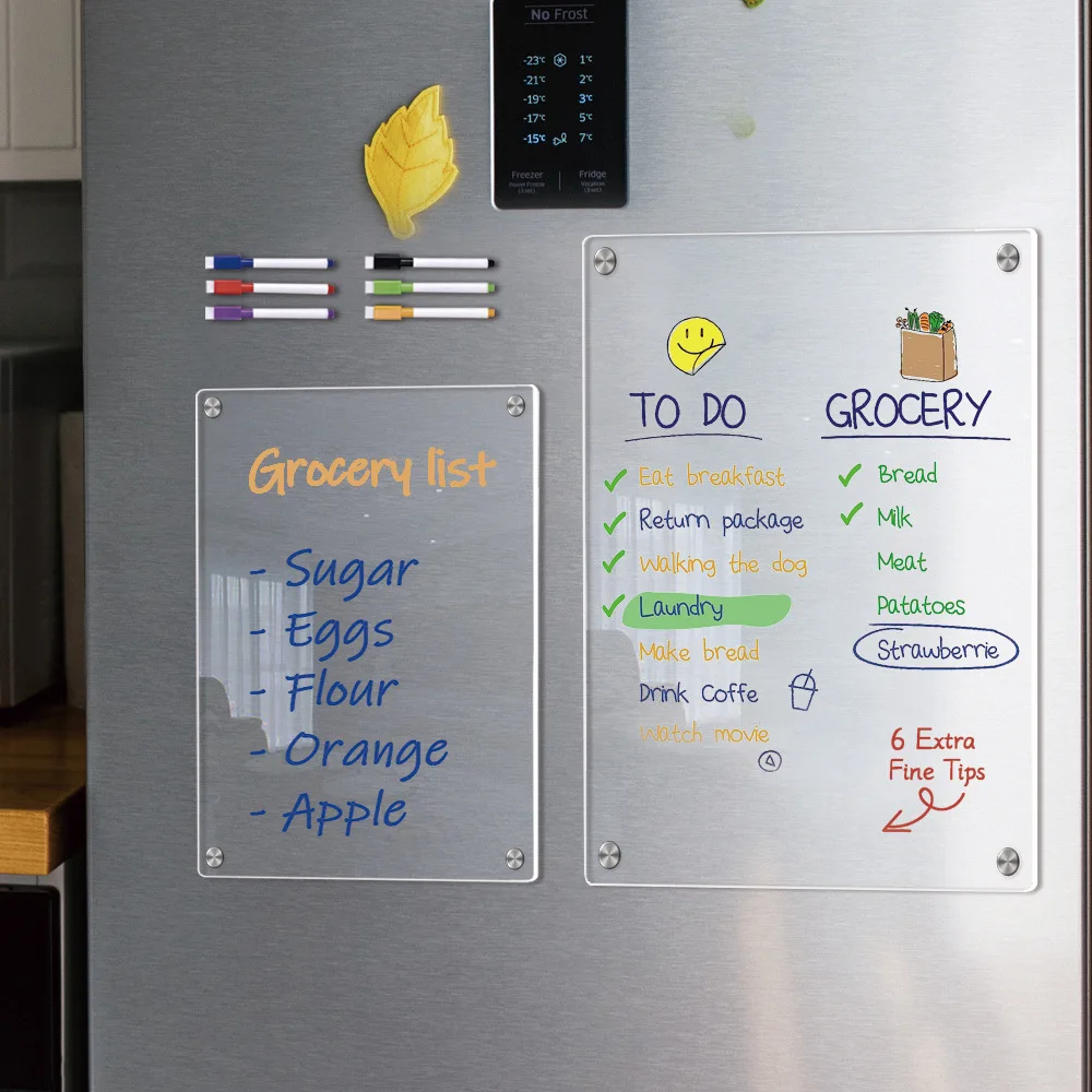Magnetic Transparent Acrylic Week Plan Message Board Scratchable Magnetic Refrigerator Sticker