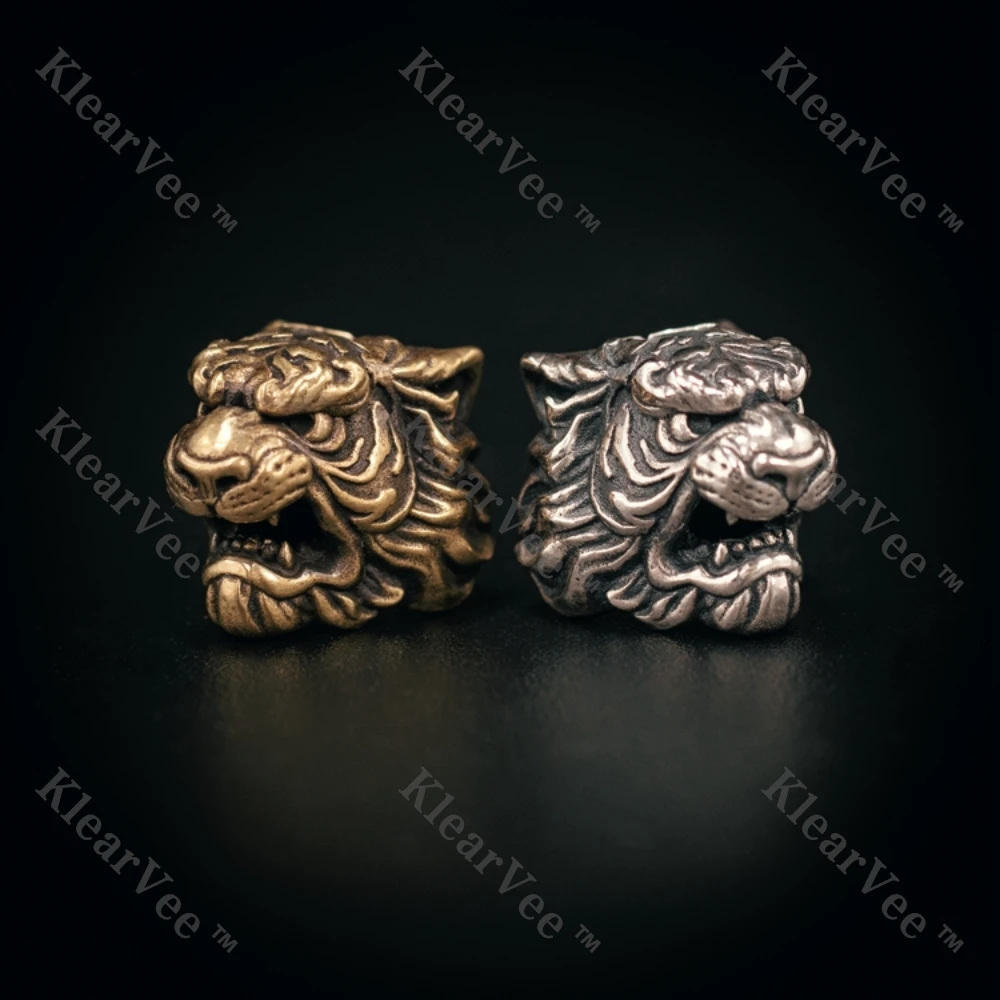 

Латунный зонтик с головой тигра, веревка, плетение, нож, бусина, EDC, аксессуары для уличных инструментов, автомобильный брелок, подвеска для рюкзака для кемпинга, подвеска