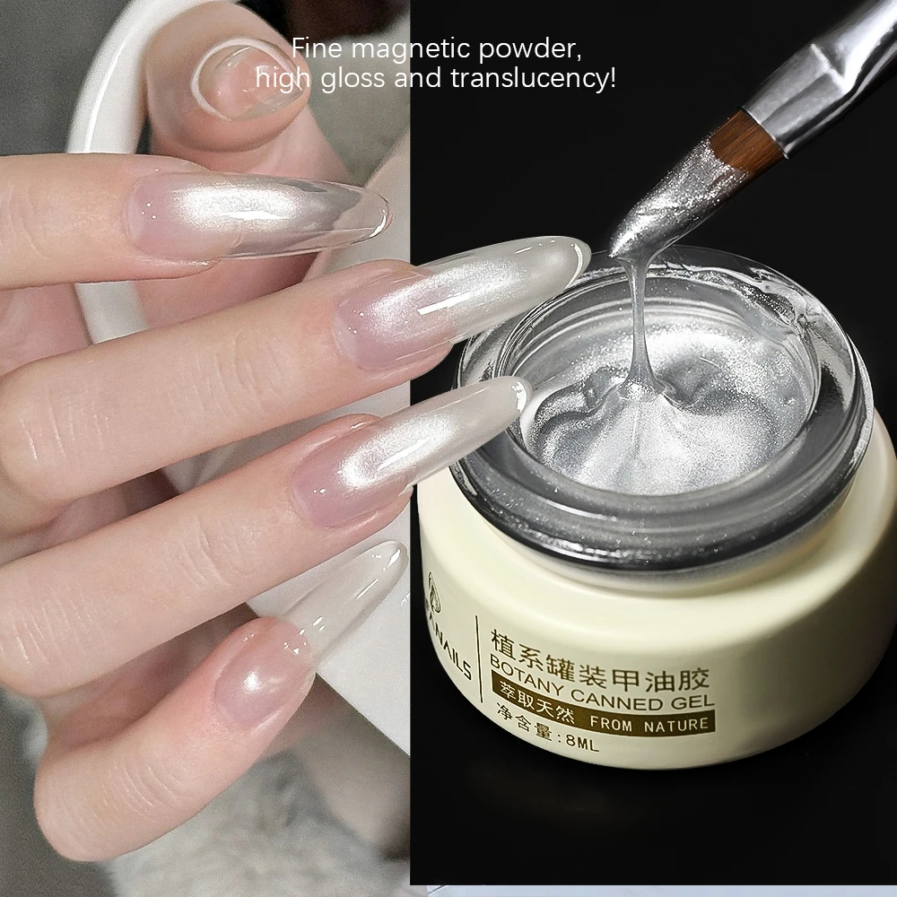 Esmalte de uñas en Gel de ojo de gato blanco, cuentas de vidrio dinámicas, barniz magnético para uñas, esmalte de Gel de manicura semipermanente en remojo UV/LED, 8ml