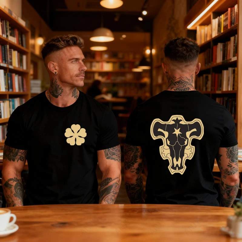 Asta's Black Clover Black Raging Bull Logo Printed T-shirt Anime Peripheral Summer Versatile Top