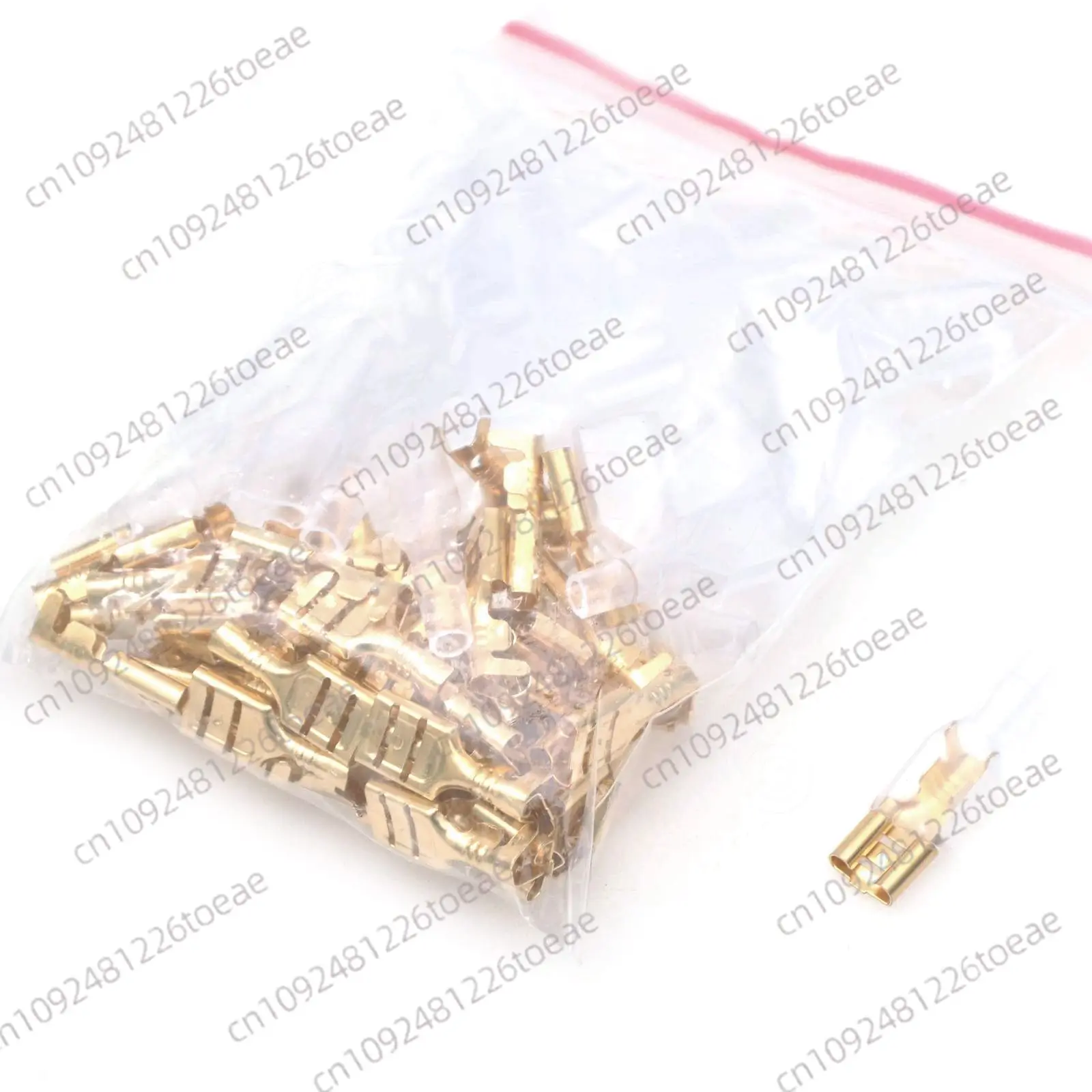 50x Brass 6.3mm Terminal Electrical Wire Connectors Insert Spring Crimp +Sheath