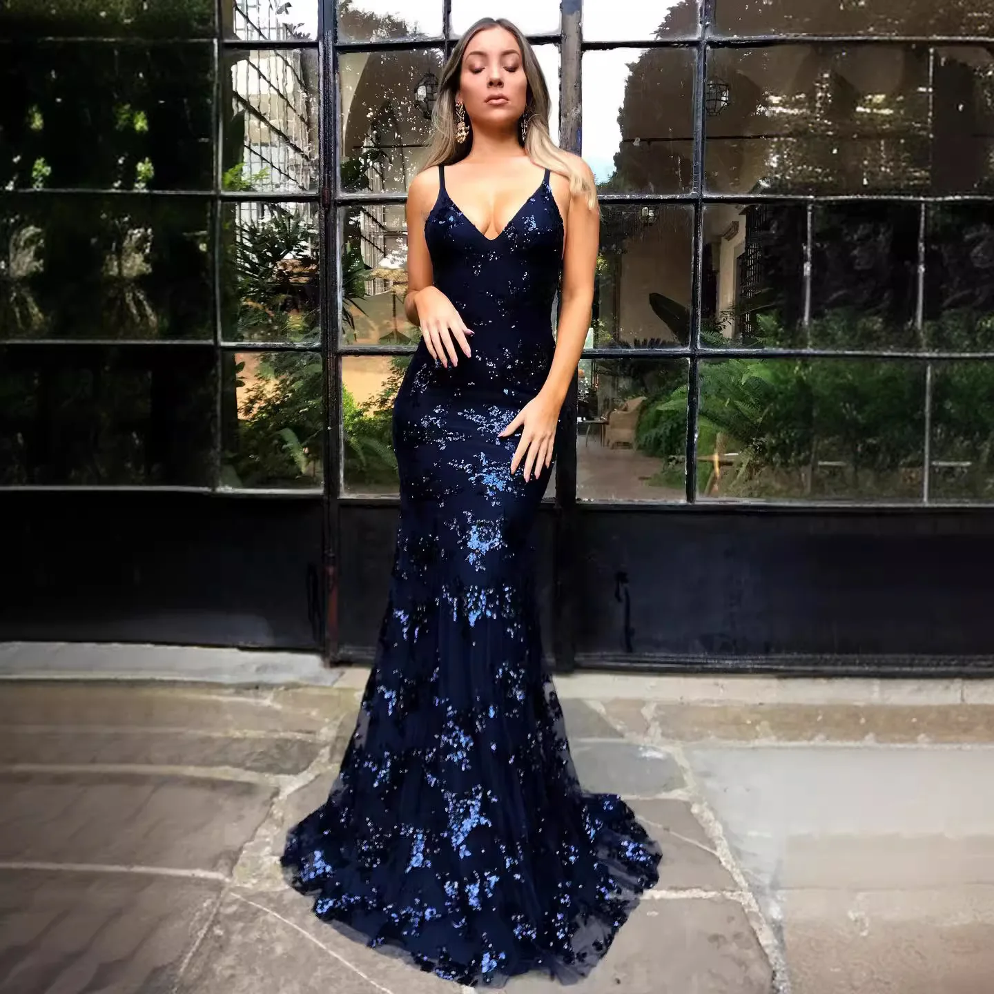 Nuovo 2025 delle donne Dr Ebay Strapl V-ne Bal iny Paillettes Abito con cintura Estate Pendolarismo Sle Princ Gonna