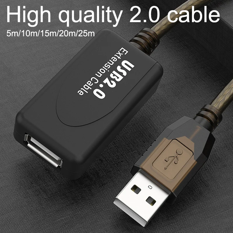 Active USB 2.0 Extension Cable 5m 10m 15m 20m 25m USB2.0 Extender Cable USB Repeater Cord with Booster for Webcam Printer Mouse