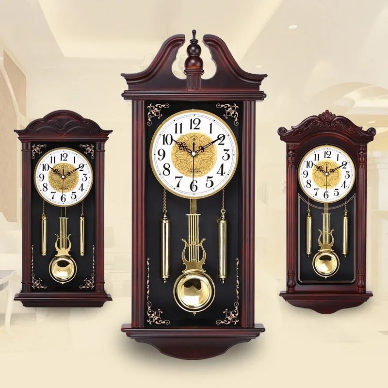 Vintage Wooden Wall Clock, Pendulum Clock, Classic Grandfather Style, Retro Wall Watch, Antique Design, Decorative Timepiece
