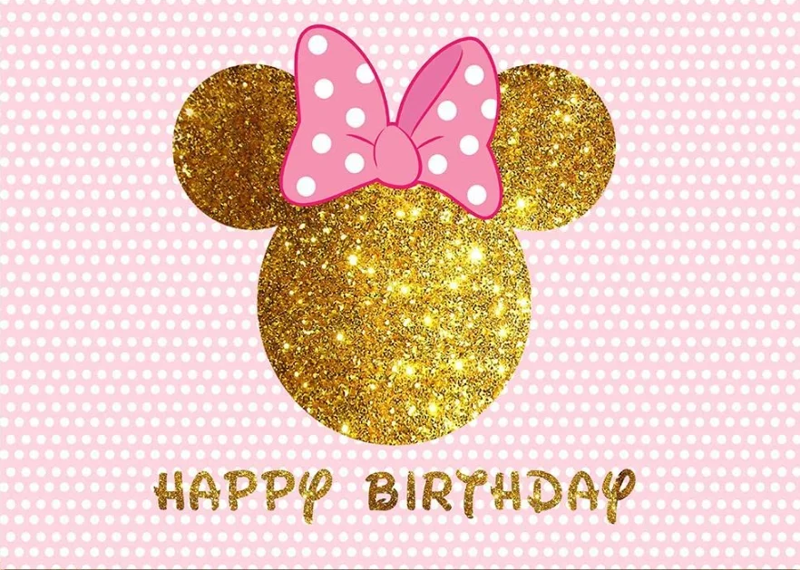 الذهبي عيد ميلاد خلفية دوت القوس الوردي ميني ميكي استحمام الطفل الوليد 1st 2nd حفلة للفتيات ديكور للطاولات خلفية راية