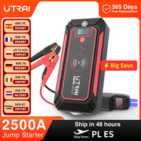 UTRAI 2500A Car Battery Starter Portable Power Bank 10W Wireless Charger LED Light Safety Hammer Car Jump Starter