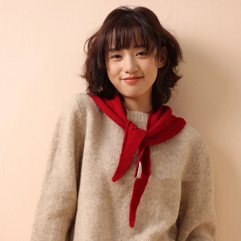 

Wool Knitted Scarf Multi-Functional Warm Triangular Scarf for Women Winter Warm Knitting Neckerchief Wool Triangle Scarf