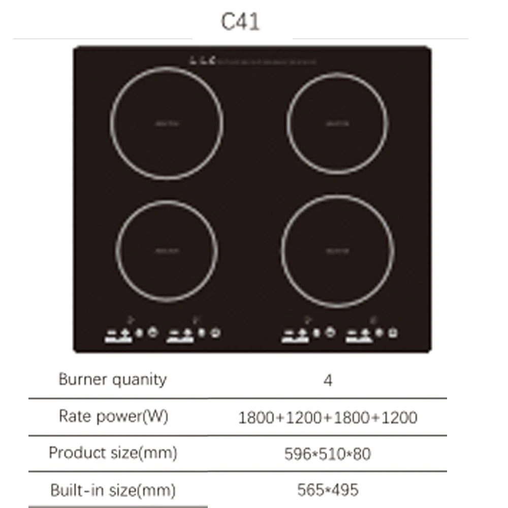 High Power  Electric Cooker Induction Cooker Hob Commercial Four-head Built in Cooking Unit Electric Stove Cooktop