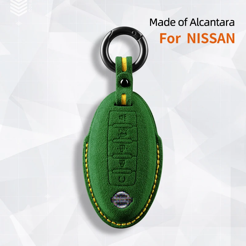 Alcantara Car Key Case For Nissan Rouge Murano Maxima Altima Sentra Pathfinder Qashqai Suede Remote Key Cover 5 Button 2016-2019