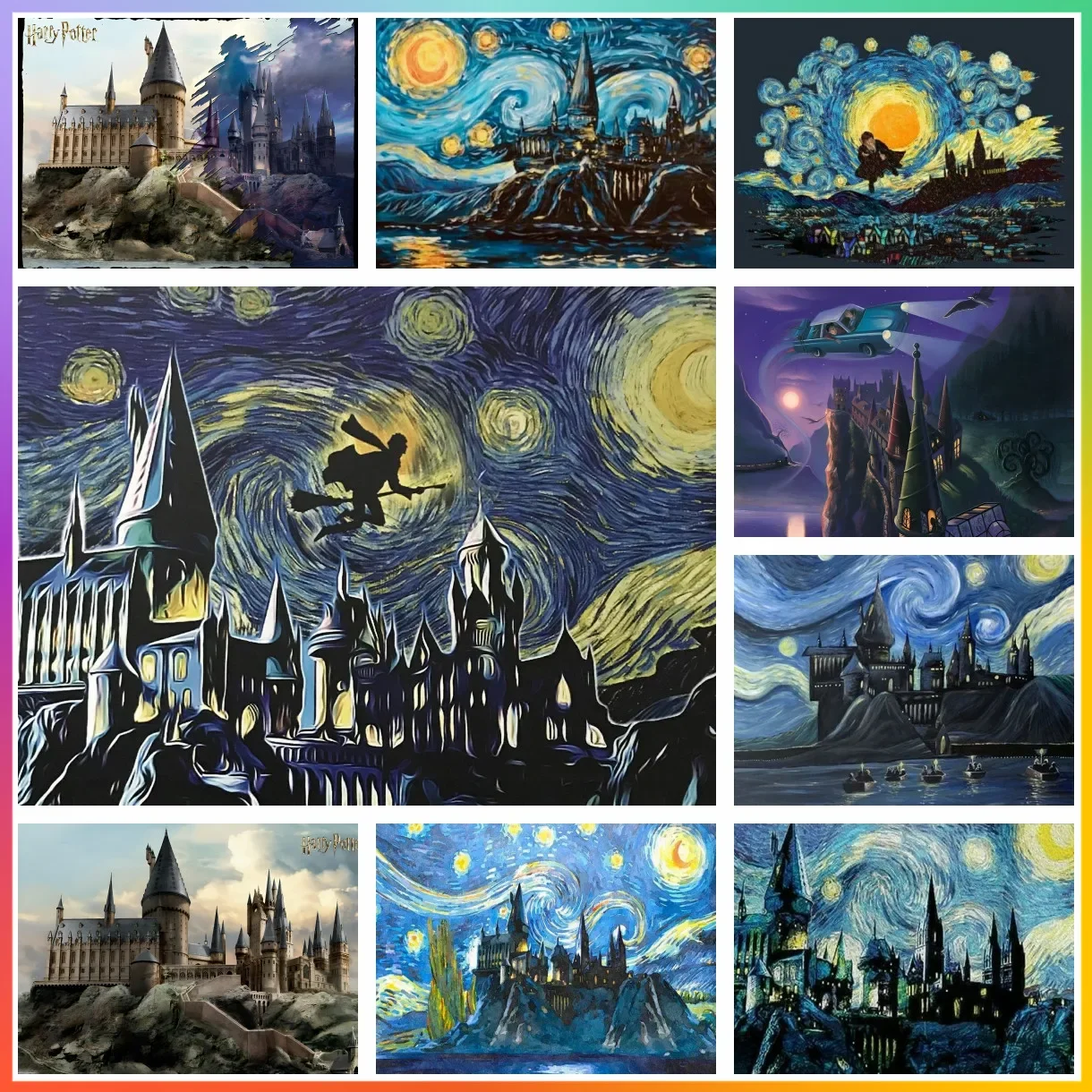 Kit de Harry Potter, dibujo Stich, brujería y creación de hechicería, manualidades, mosaico impreso, punto 5d, pintura de diamante, arte de gran tamaño