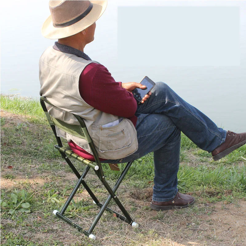 Portable Backrest Stool Outdoor Folding Chair Portable Stool for The Elderly with A Convenient Portable Chair with Backrest