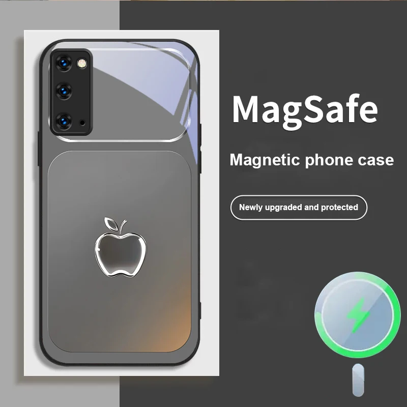 نسيج رمادي معدني لهاتف Magsafe Samsung S25 S25 Edge S25Ultra S8 9 10 20 S21 Pro 22 Plus S23 FE S24 Ultra Glass Phone Case #1