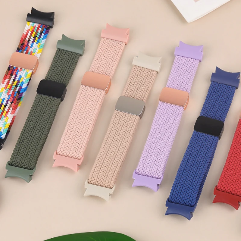 Band For Samsung Galaxy Watch 7 6 4 classic/5 Pro 44mm 40mm No Gaps Braided Nylon magnetic bracelet correa Galaxy watch 7 strap