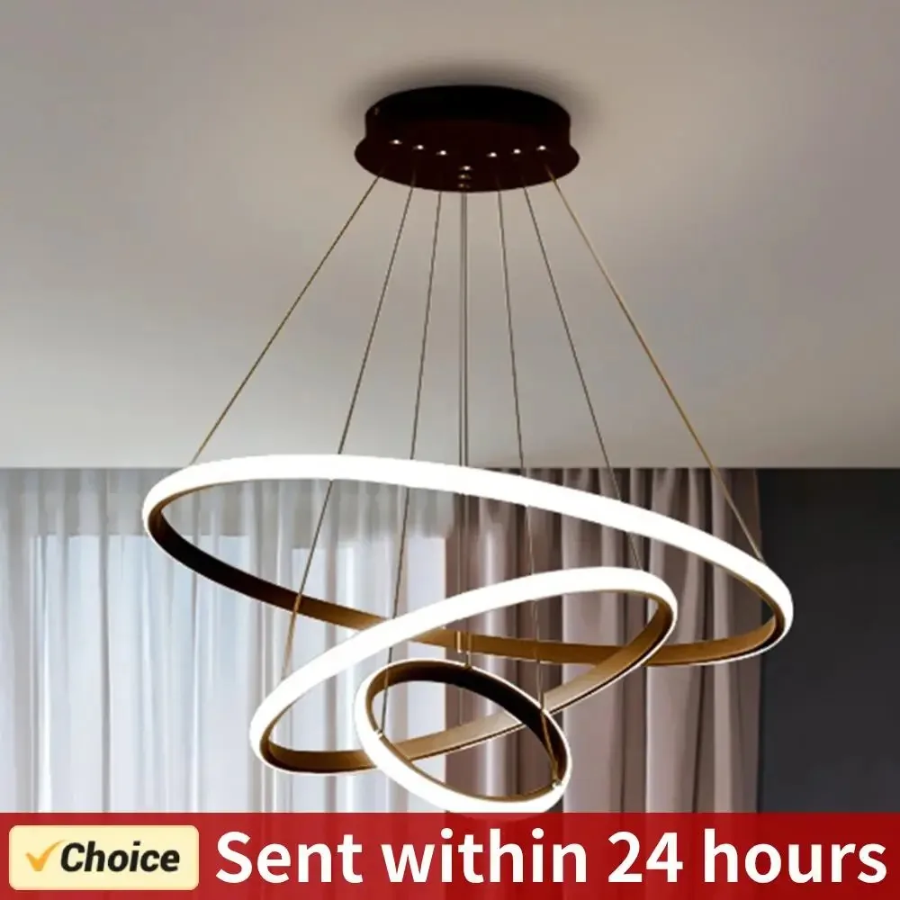 Warm Light LED Pendant Chandelier Adjustable Indoor Lighting High Brightness Decor Ornament for Dining Bar Living Room Shop