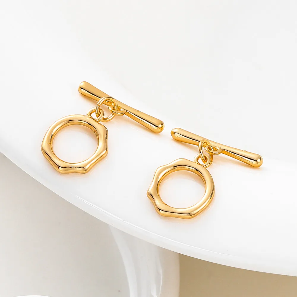 2/4/6Sets  O Toggle Clasps 18K Gold Color Brass Bracelet Necklace Connect Clasps Jewelry Making Supplies Necklace Diy Findings