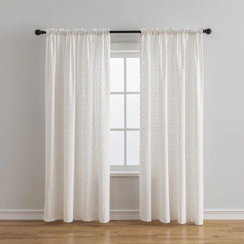 American Colorful Small Daisy Cotton Curtain Fabric for Modern and Simple Living Room and Bedroom with Partial Shading Effect