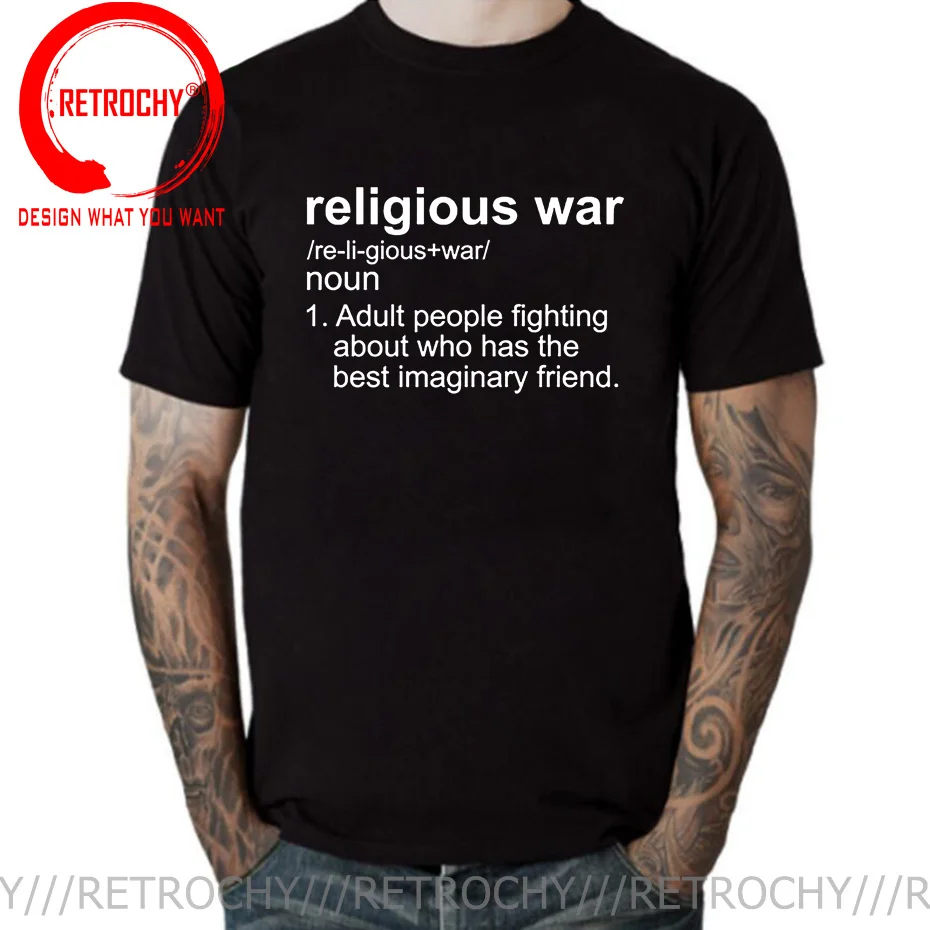 Religious War Men's T Shirt Funny Letter Print Short Sleeve Tees Fashion Graphic Y2k Tops Best Friend Men's Oversized Clothing