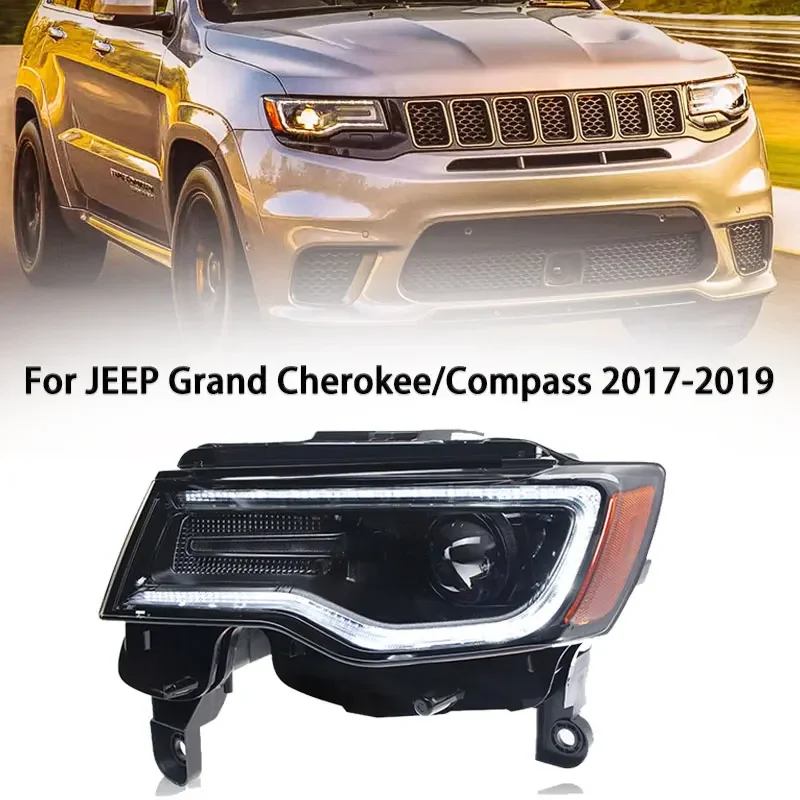 Cars Lights For JEEP Grand Cherokee Headlight 2017-2019 Compass LED Head Lights DRL Turn Signal Projector Lens Auto Accessories