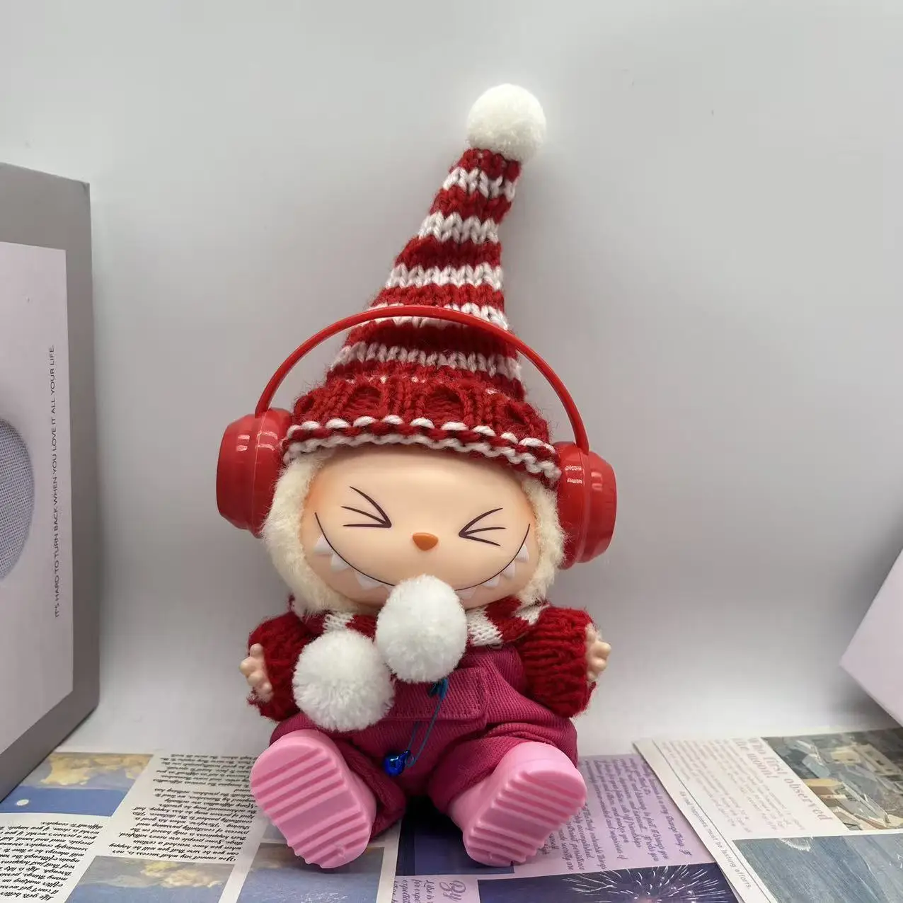 Para roupas Labubu: conjunto de cervos de Natal (roupa festiva vermelha) para V1/V2/V3/V4 - Pin Labubu For Love Outfit