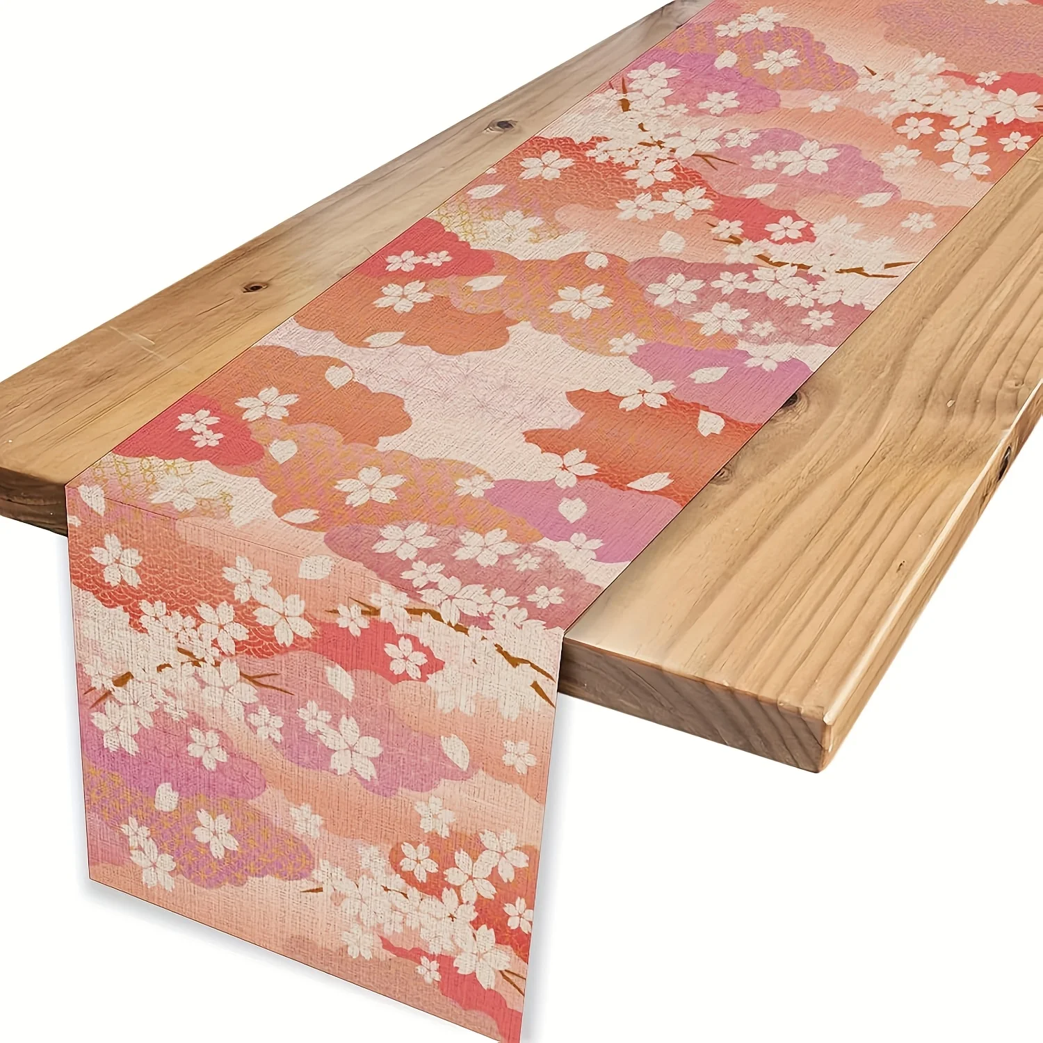 1 Piece of Rustic Pink Floral Cherry Blossom Spring/Summer Table Runner, Suitable for Farmhouse, Indoor, Kitchen, Celebrations, Table Decoration, Restaurant, and Banquet Decoration Supplies