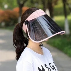 New Summer Women Visor Empty Top Sun Hat Wide Large Brim Face Sunscreen Cap Foldable Beach Travel Riding Hats UV Protection Cap