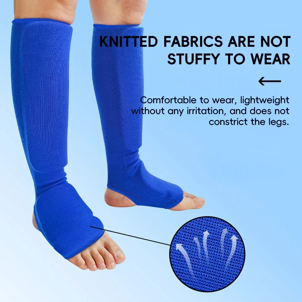 Профессиональные щитки для ног для бокса, каратэ, встроенная защита голени при супинате, трикотажная одежда для ног со спортивным защитным снаряжением