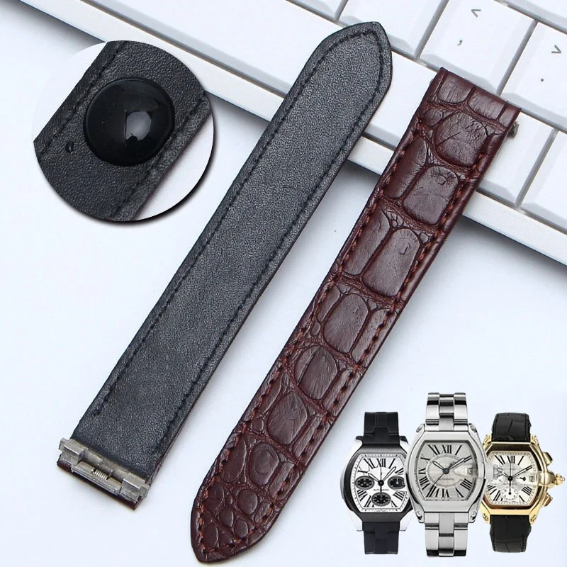 

15mm 19mm 20mm Handmade Customize Crocodile Leather Watch Band for Cartier Roadster w6206018 w6206017 Men Women Alligator Strap
