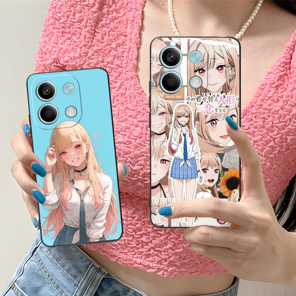 مارين فستان أنيمي قضية الهاتف ل Xiaomi Redmi ملاحظة 14 13 12 11 10 9 S A Pro Plus Lite 5G الأسود الهواتف المحمولة غطاء الهاتف الذكي #5