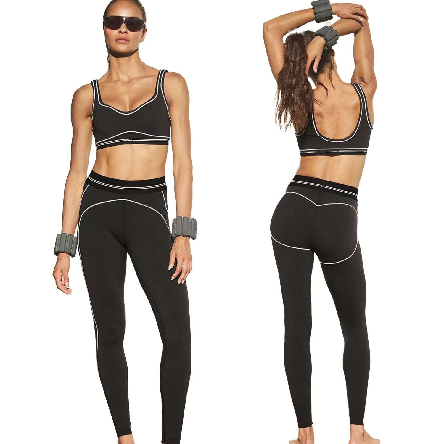 

Y9002-1 2025 Summer New Letter Fashion Yoga Sports Leisure Two-piece Set of High Waist Training Breathable Fitness Clothing