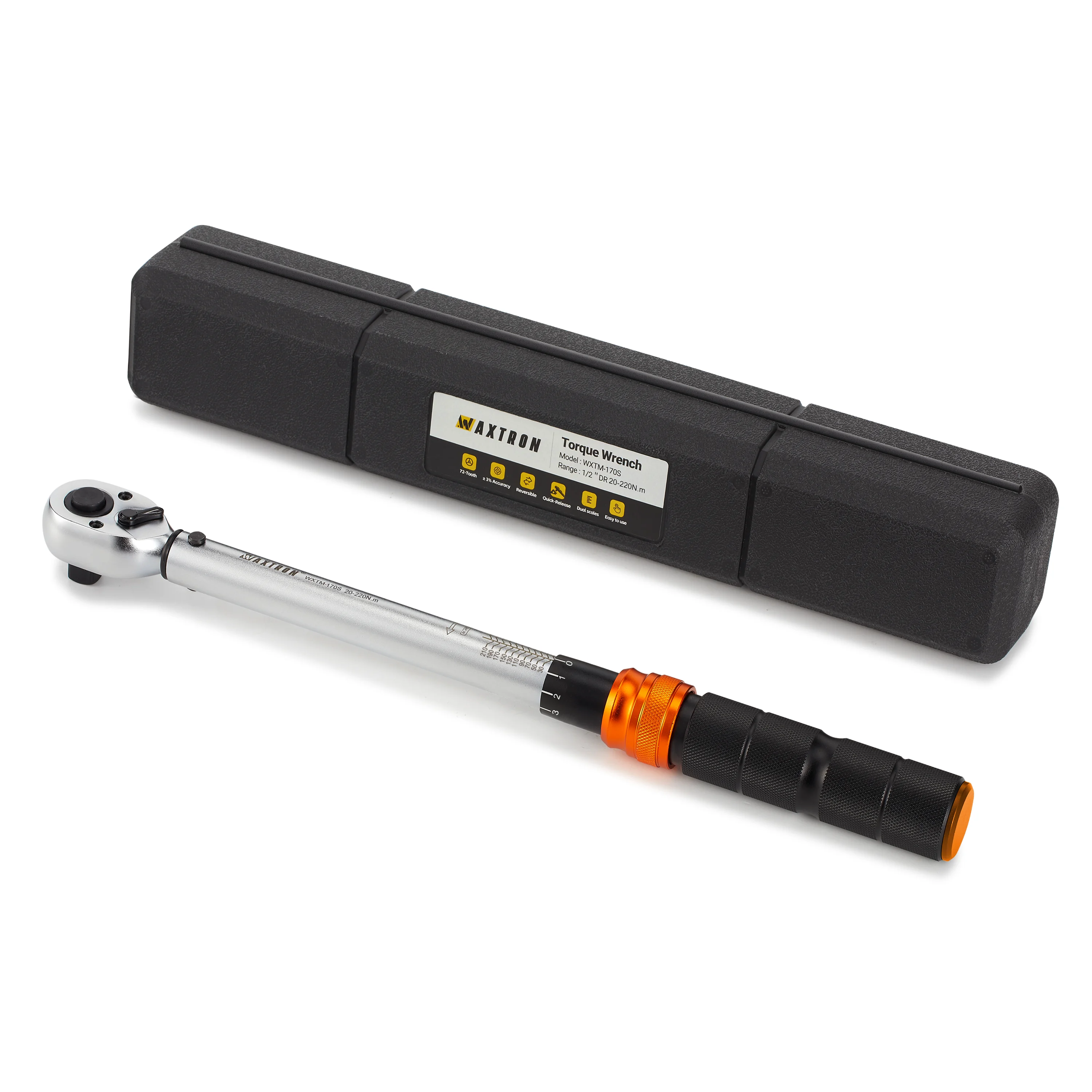 Waxtron 1/4'' 3/8'' 1/2'' momentsleutel 1-220N.m verstelbare momentsleutel voor fiets motorfiets auto klik-momentsleutel