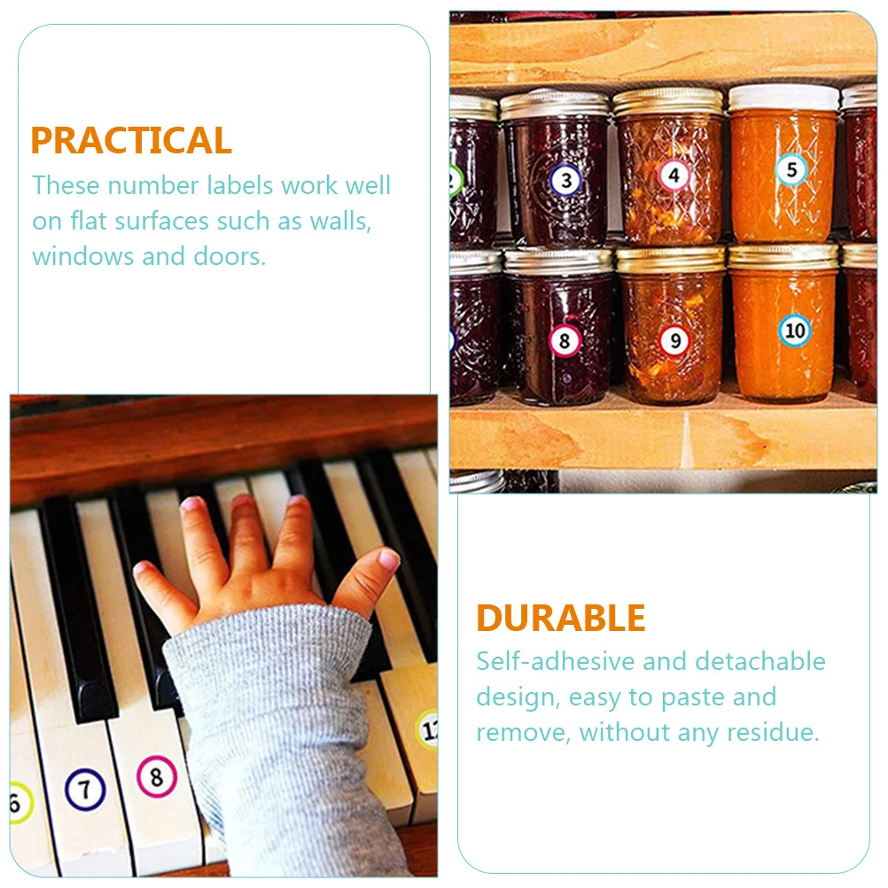 10 Sheets Label Number Stickers Office Labels Decals Copper Plate Small Pasters