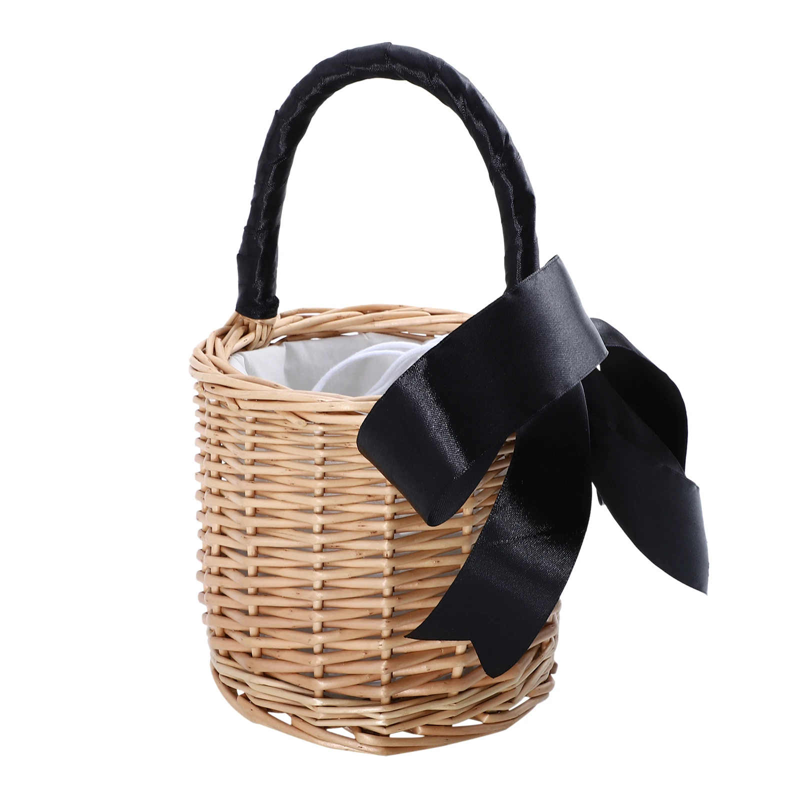 

Red Storage Basket Handwoven Wicker Picnic Baskets Fitted Gathering Handle Flower Food Container Durable Eco