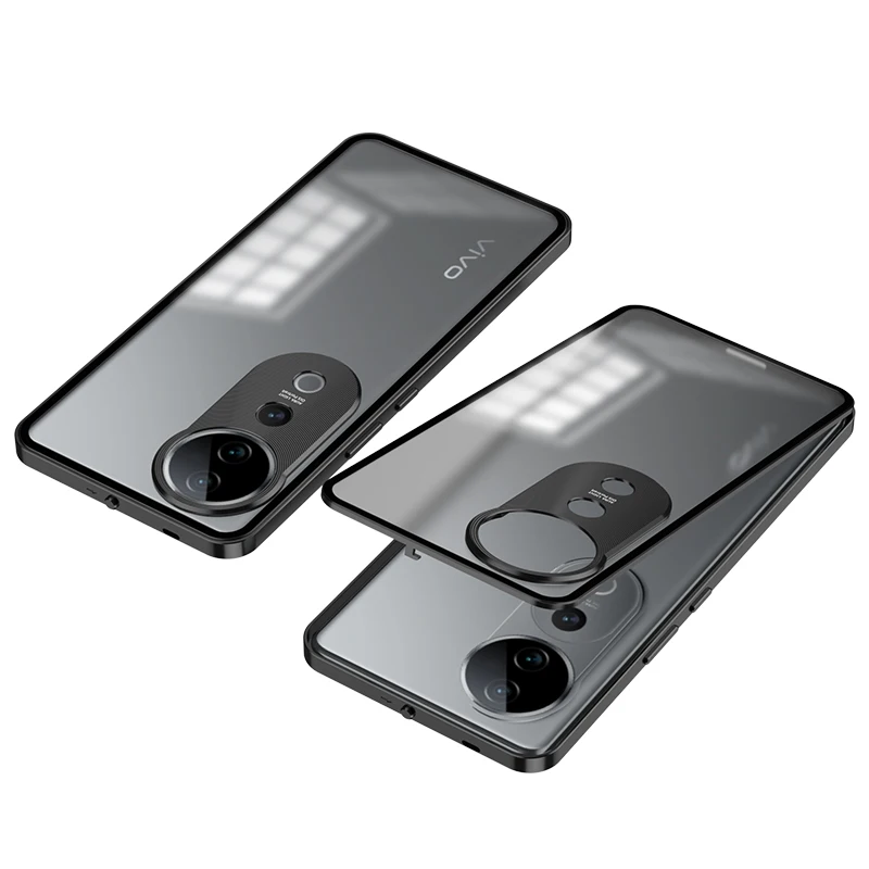 

Для VIVO S19 V40 Pro чехол металлический алюминиевый сплав рамка бампер матовый акрил жесткий ПК съемная противоударная задняя крышка телефона