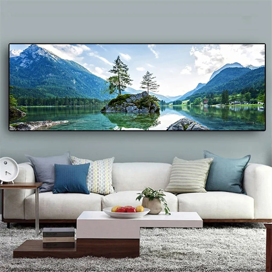 Natural Scenery Diamond Painting Large Size Diy Mosaic Embroidery Snow Mountain Lake Full Rhinestone Picture Wall Decor AA4965