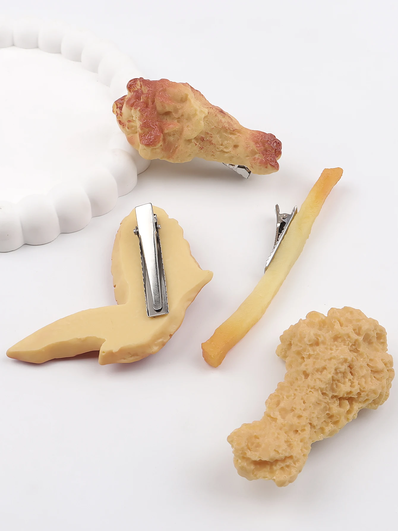 1pc Personality Internet celebrity ins side clip simulated food play funny fried chicken leg hair ornament clip