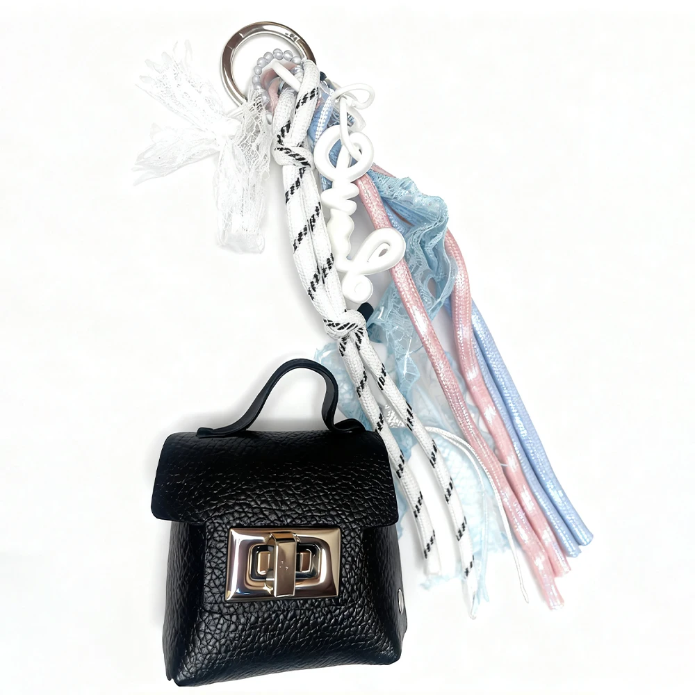 مجموعة محفظة العملات المعدنية على شكل سلسلة مفاتيح عصرية، جلد صناعي ممتاز وأنماط مزخرفة، سلاسل مفاتيح حقيبة صغيرة متنوعة للمفاتيح والعملات المعدنية، Tr