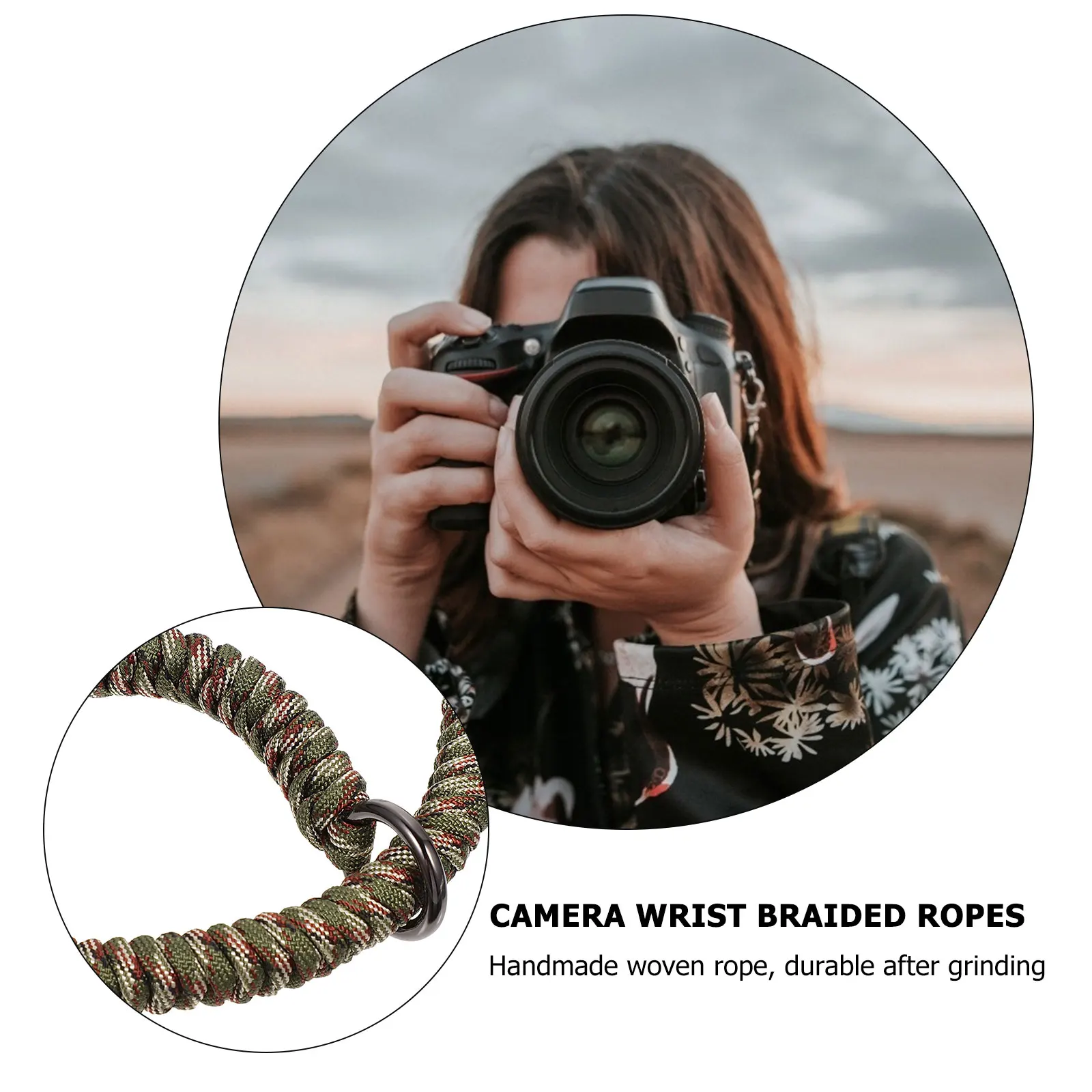 

1pc Camera Wrist Strap Adjustable Braided Rope Dslr Wrist Band Wear Resistant High Toughness Outdoor Use Hand Strap